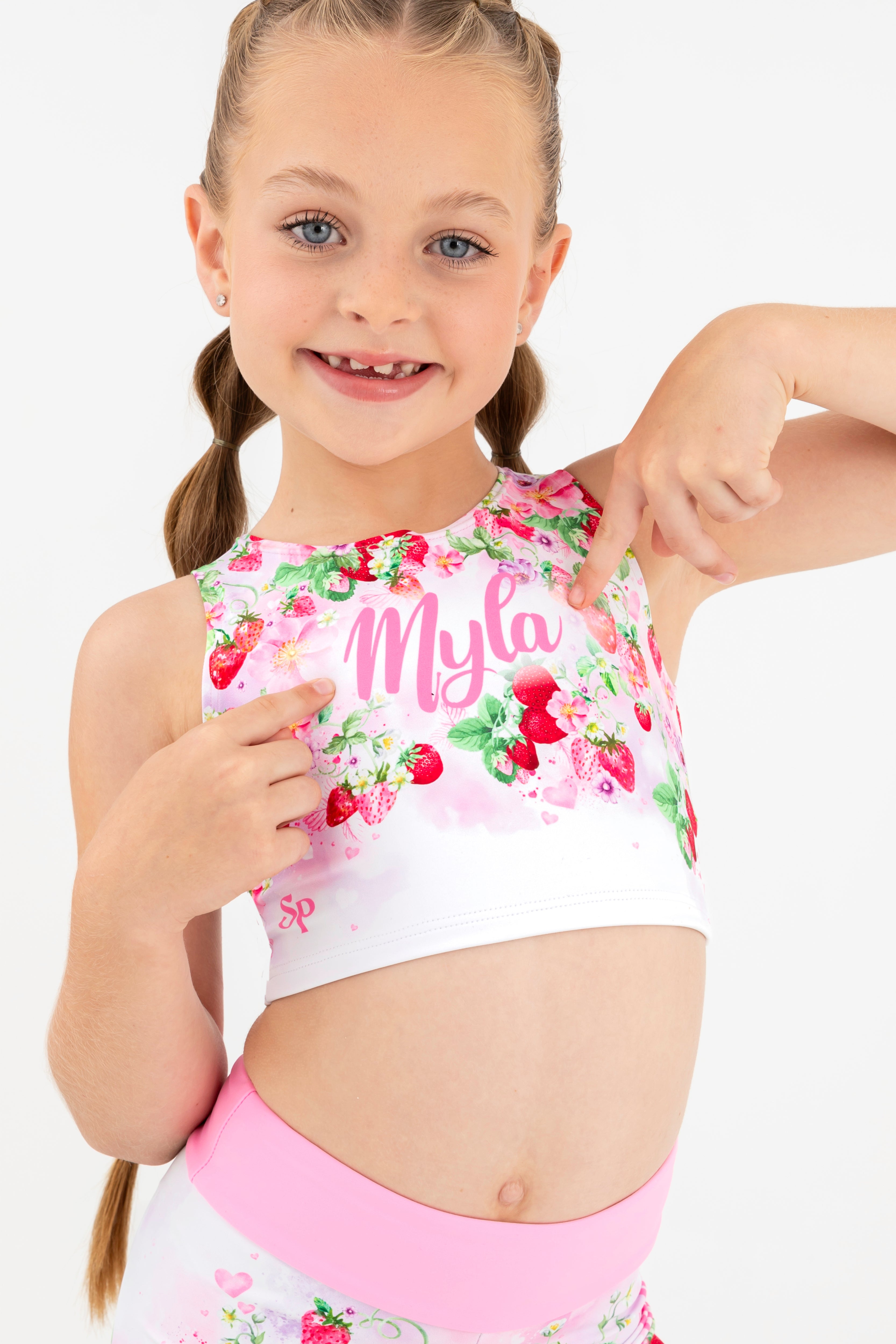 Personalised Strawberry Kisses Cropped Singlet