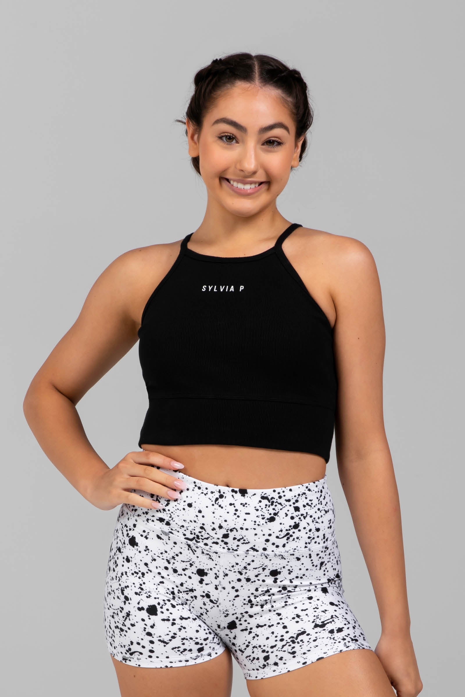 Free Form Cropped Singlet - Black | Gymnastics Training Wear | Sylvia P